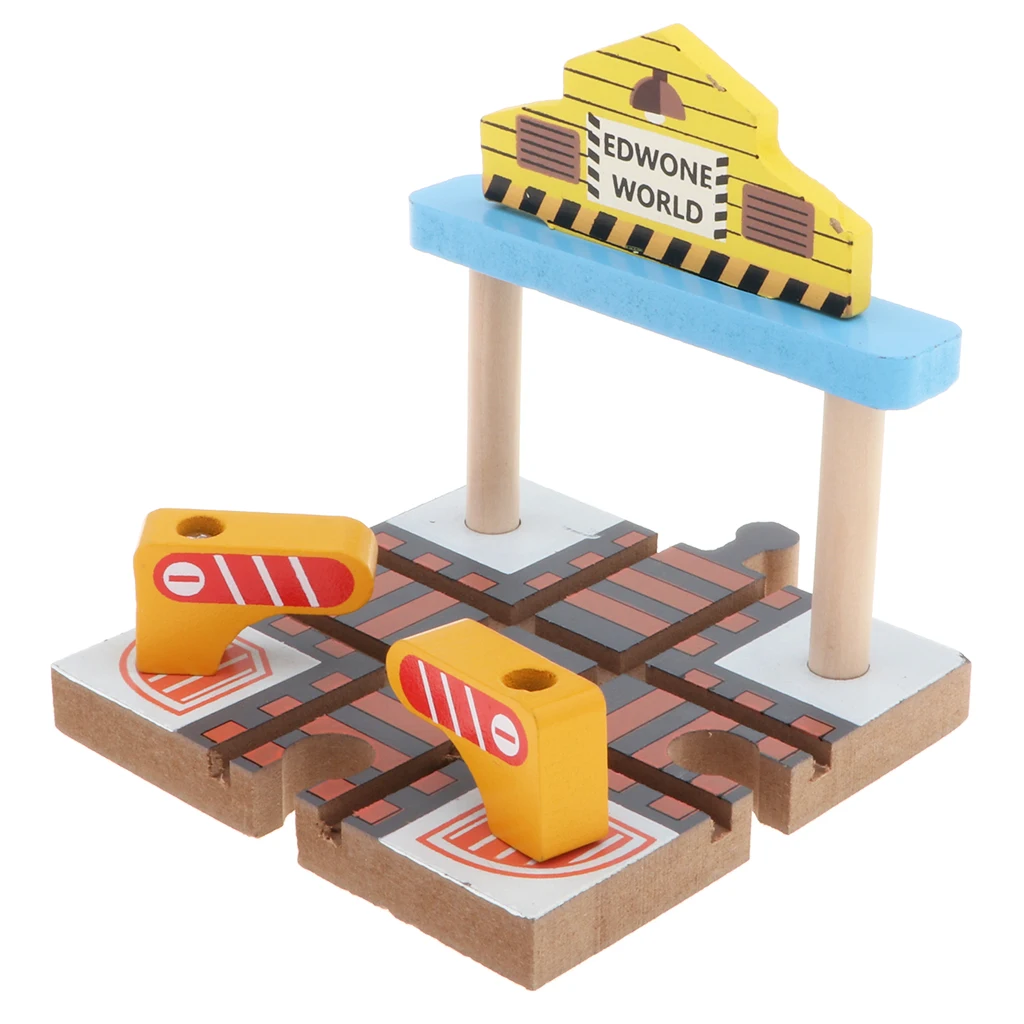 Wooden Train Track Accessories Set Railway Station / Viaduct / House Assembly Building Toy for Kids Toddlers