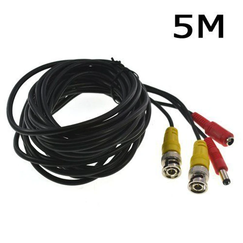 16FT 5M 2-in-1 BNC Video Power DC Extension Cable for CCTV Security Camera