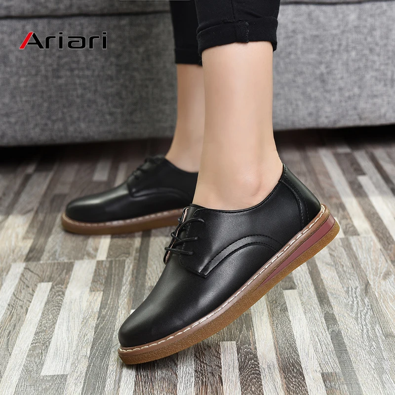 

Ariari 2019 Spring women Casual shoes Lace-up sneakers Genuine Leather Women Flats Woman loafer Oxfords shoes size 35- 41