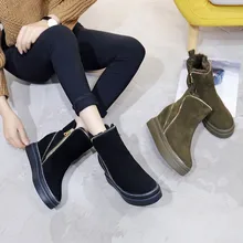 Женские ботинки; теплые зимние ботинки на меху на платформе; зимние ботинки из натуральной кожи на танкетке; ботильоны на молнии; зимняя обувь; женская обувь