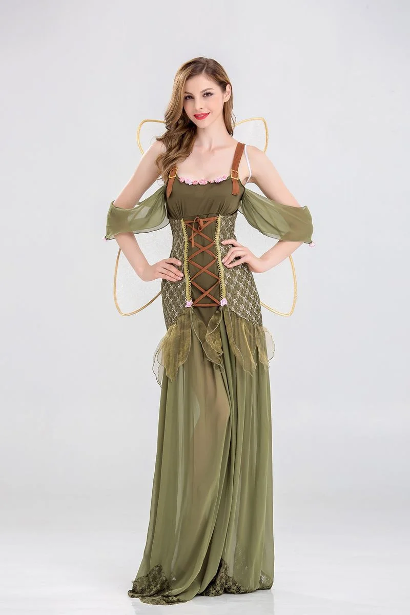 Halloween Forest Green Elf Flower Fairy Princess Angel Costumesin