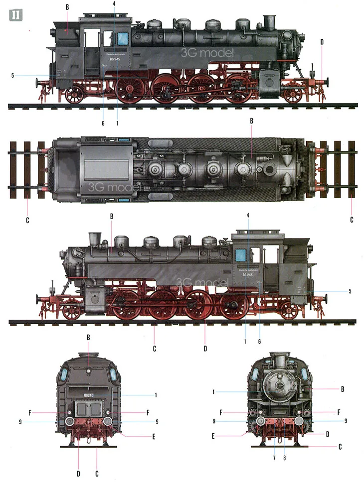 DIY Сборная модель поезда 82914 1/72 немецкий BR86 паровоз