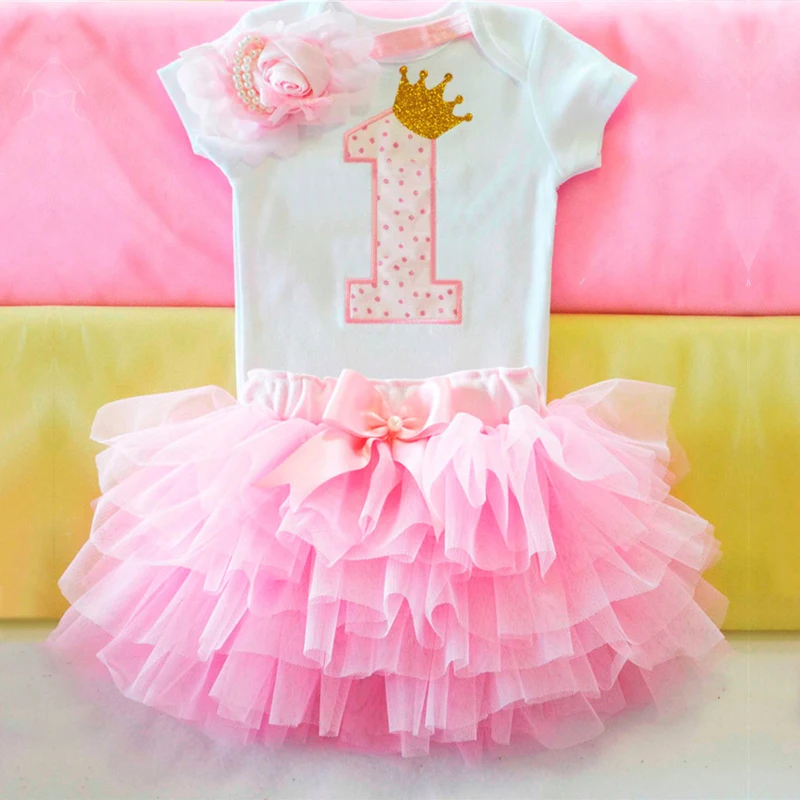 Cute Pink My Little Girl First 1st Birthday Party Dress Tutu Cake Smash Outfits Infant Kid Dress Baby Girl Baptism Clothes 9 12M baby girl party dress kids dresses for girls clothes little princess tutu outfits 1st 2nd 3rd birthday dress baptism clothing