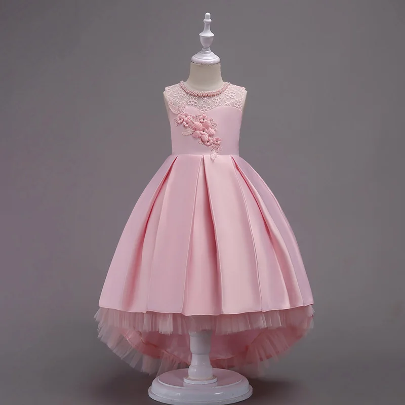 

2019 New Fashion Tull Sleeveless Beaded Appliques Princess Dress For Girl Wedding Bridal Chirsmas Party Dress Clothes