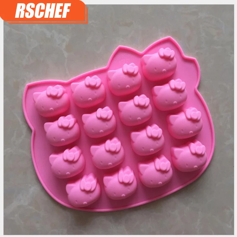 

16 grids Hello Kitty Shape Silicone Chocolate Mold Jelly Puddings Mold Icy Mold DIY bakery tool 1 piece