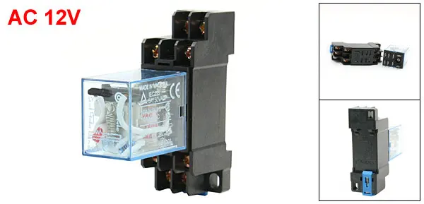 35mm DIN Rail DPDT 8 Pin General Purpose Relay AC12V Coil
