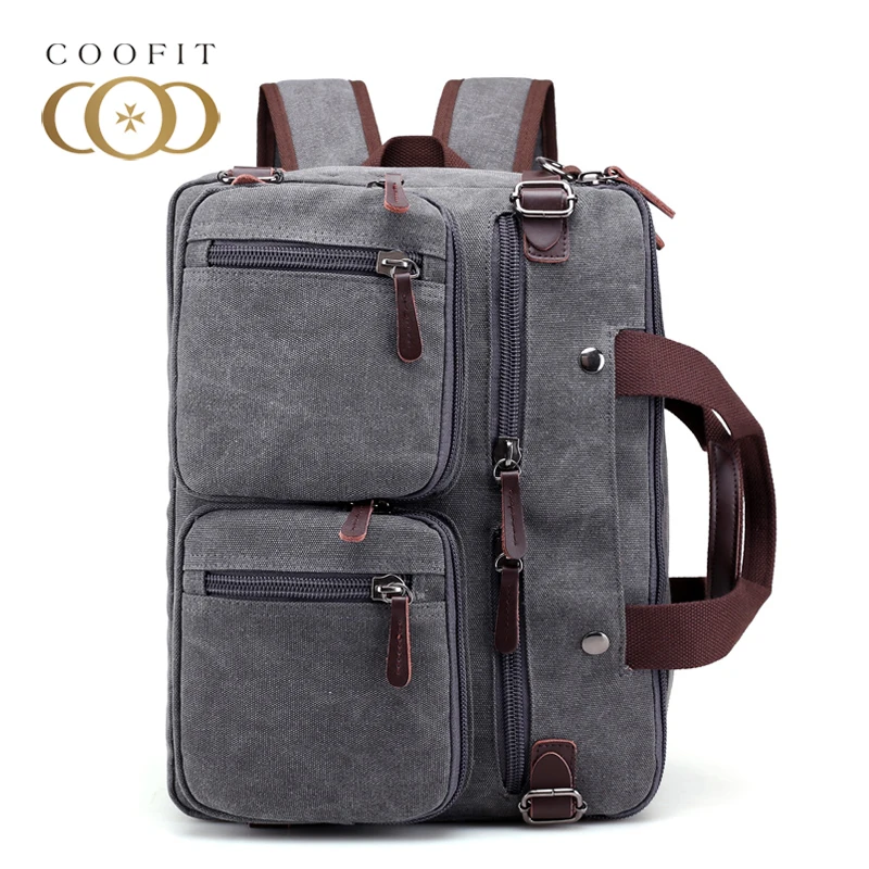 

Coofit 3 in 1 Multifunction Unisex Backpack Bagpack Retro Canvas Laptop Backpacks For Women Men Travel Daypack Shoulder Bag