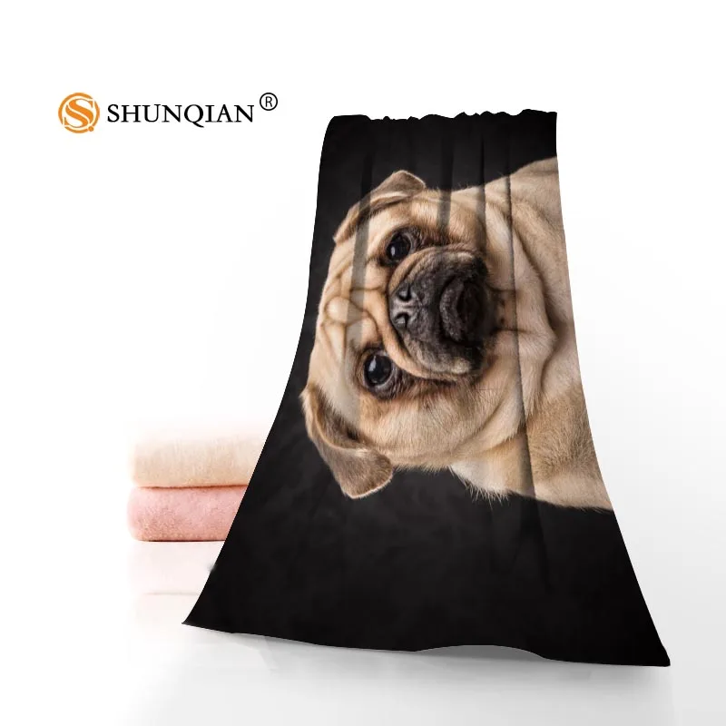 Высококачественное полотенце для лица с милым Мопсом/банное полотенце на заказ, супер впитывающее полотенце из микрофибры s 35x75 см, 70x140 см - Цвет: Towel