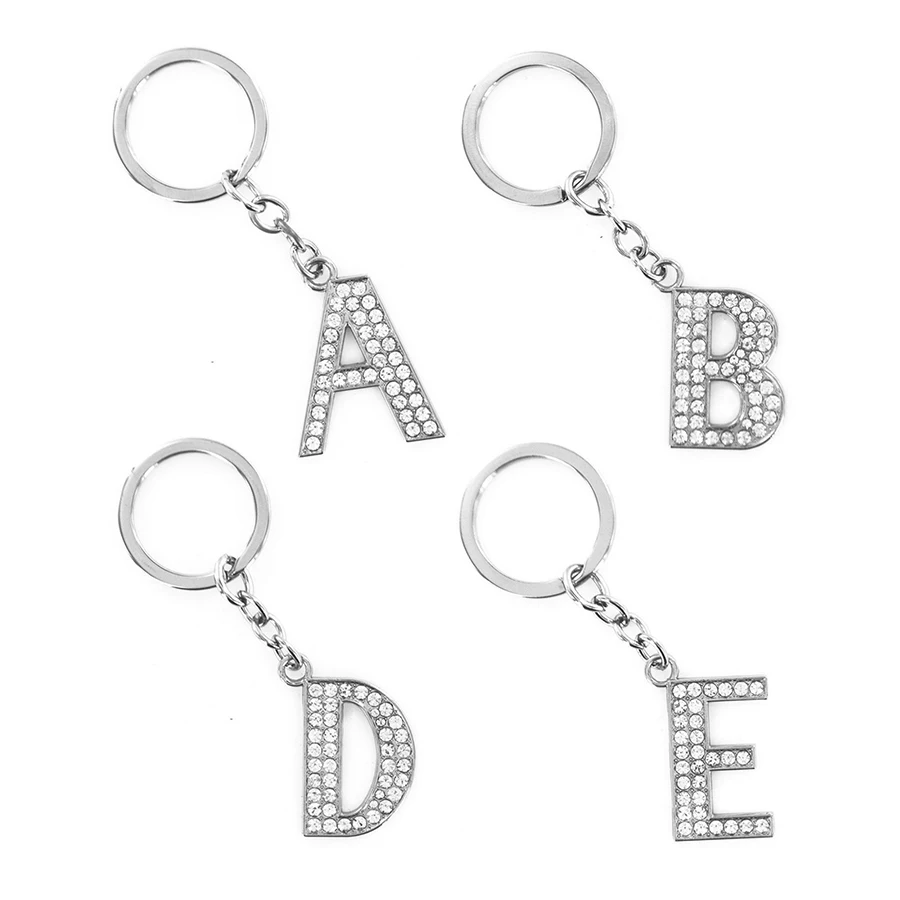 

Fashion New Crystal Rhinestone Alphabet Keyring Initial Letter Key Ring Chain Unisex Keychain 26 Letters
