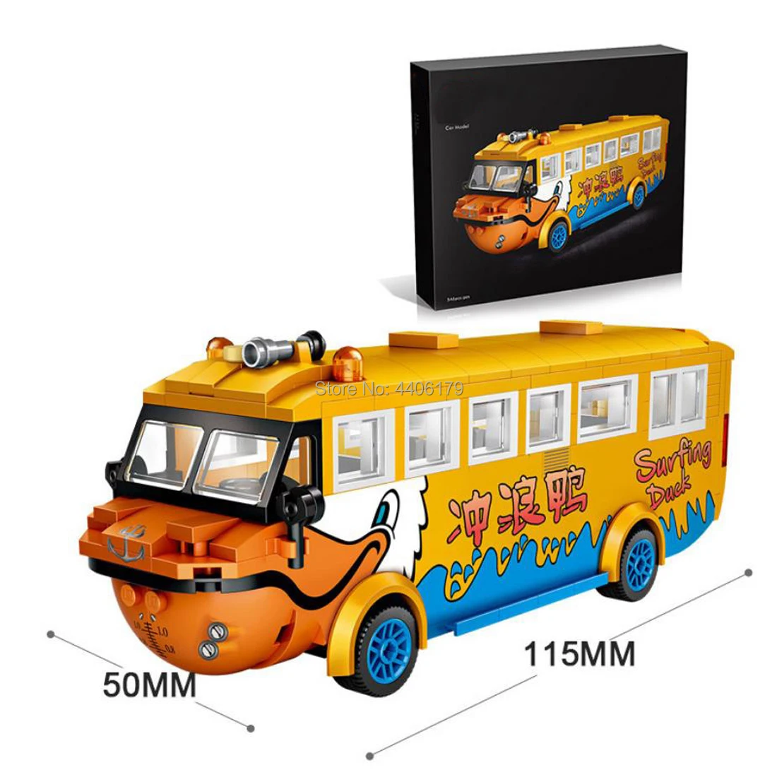 

hot LegoINGlys creators technic vehicles Surf Duck Tour Bus Micro Diamond Building Blocks Model Car nanoblock bricks toys gift