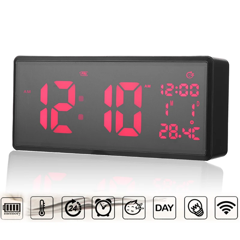 

21.7*9.6cm Digital Wall Clock Time Calendar Temperature Smart Large Led Clock Desk Table Wall Watch Home Decor Relogio De Parede