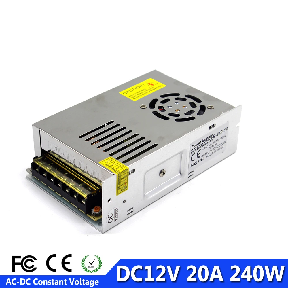 12V DC 240w 20A 230v 110v Switching Power Supply for LED Strip Driver CCTV 
