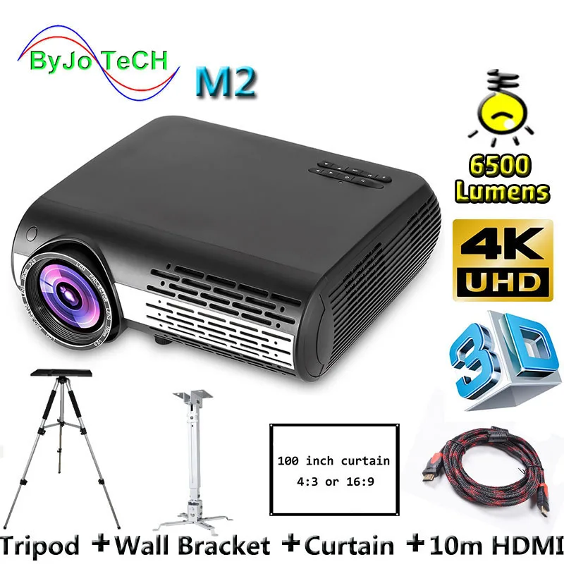 Poner Saund M2 6500 Lumenes Proyector Led 1280 800 Full Hd 4k 2k 3d Pelicula Usb Vga Av Del M5 10m Hdmi Tripode Soporte De Pared Proyectores De Cine Para Hogar Aliexpress