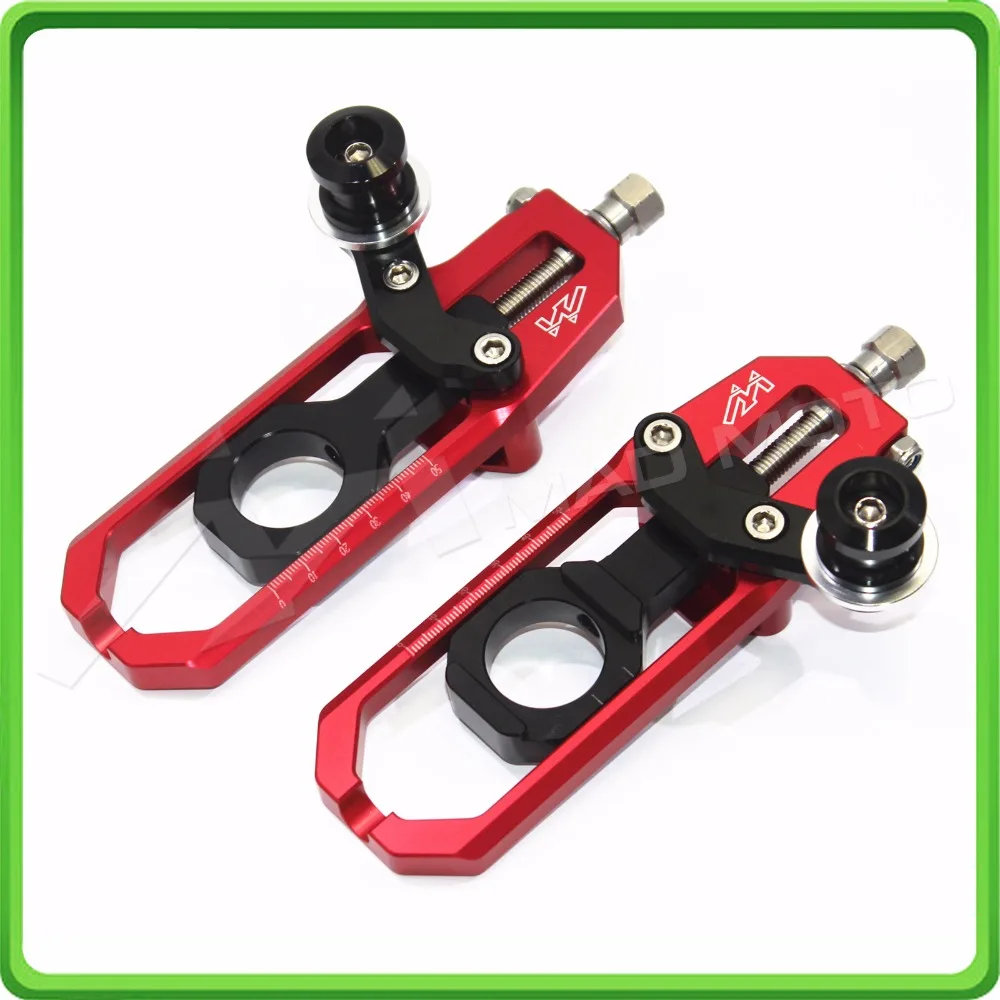 Aluminum motorcycle Chain Tensioner Adjuster with spool fit for YAMAHA R1 YZF R1 2015 2016 2017 YZF-R1 15 16 17 Red & Black (3)