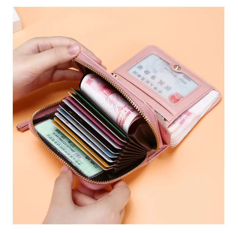 Высококачественный Женский кошелек, короткий кошелек на молнии, 14 держателей карт, модный небольшой клатч для денег, женские кошельки, Cartera