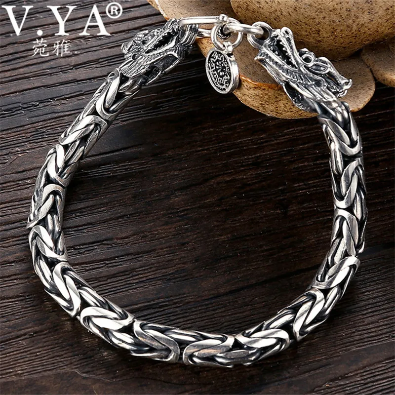 Настоящий настоящий чистый 925 пробы Серебряный толстый мужской браслет. Дракон браслет., мужские ювелирные изделия HYB03