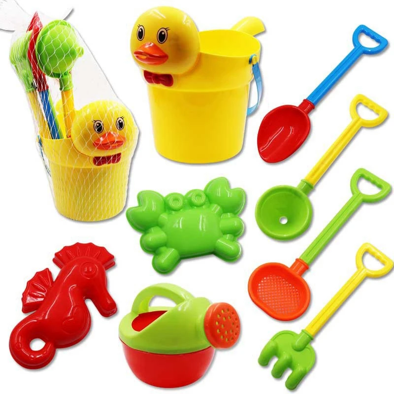 Finest  Baby Beach Toys Bath Play Set With Ducks Bucket Sand Tool Model Water Game Sand Playing For Kids