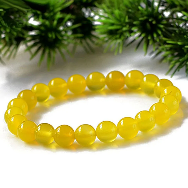 Natural A Grade Yellow Semi precious Stone Bead Bracelet Men or Women 6