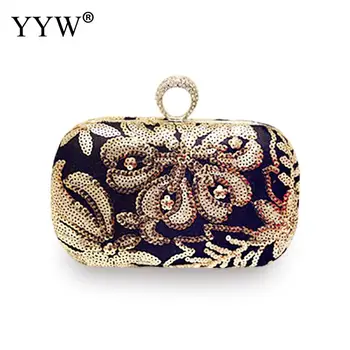 

2 Size Clutch Bag For Women 2018 Fashion Embroidery Ring Clutches Purse Chain Shoulder Bag Female Evening Bag Polyester