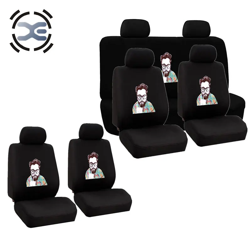 

Character Pattern Printing Seat Cover Compatible Universal Fit Most Car Protector Automobiles Interior Accessories T139