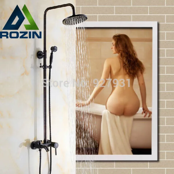 Luxury Top-quality Wall Mounted Rainfall Shower Set Faucet with Hand Shower + 8