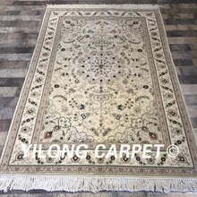 Yilong 4'x6' восточные цветочные Изысканные цветы ручной работы шерстяной шелковый ковер тканая Шерсть ковер(WY2057S4x6