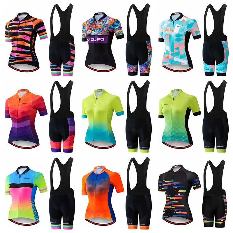 

2019 Pro Team Women Summer Cycling Jersey Bib Short Set Wear Gel Breathable Pad MTB Clothes Kits Bike Clothing Road Suit
