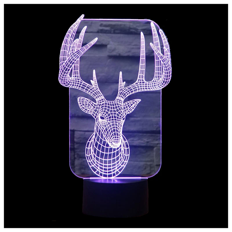 

Reindeer Illusion Night Light 7 Colors with Smart Touch Button USB Cable Black+Transparent