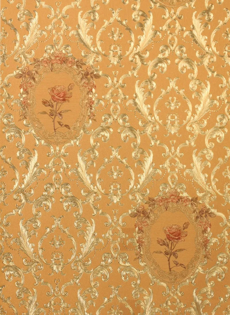 Novo luxo europeu de ouro floral papel