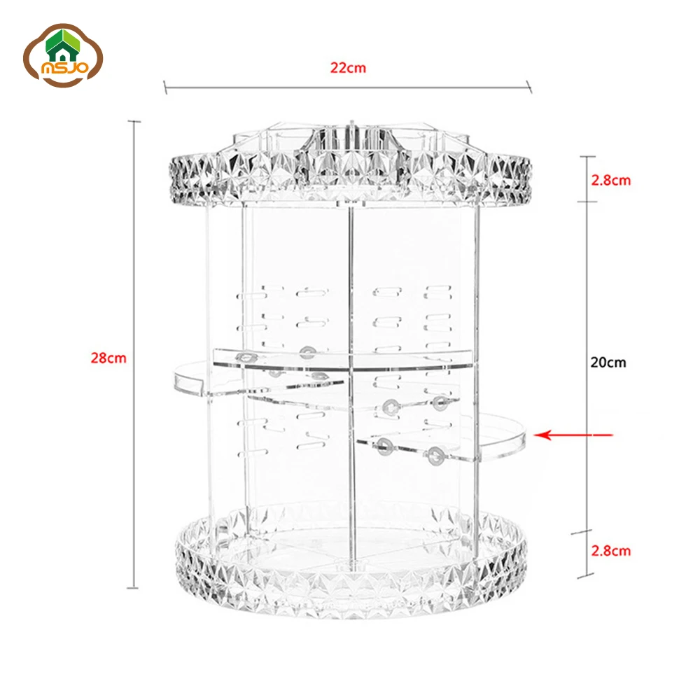 Msjo органайзер для макияжа 360 Вращающийся ящик для хранения принадлежности для ванной стол косметические ювелирные изделия и помада органайзер для макияжа
