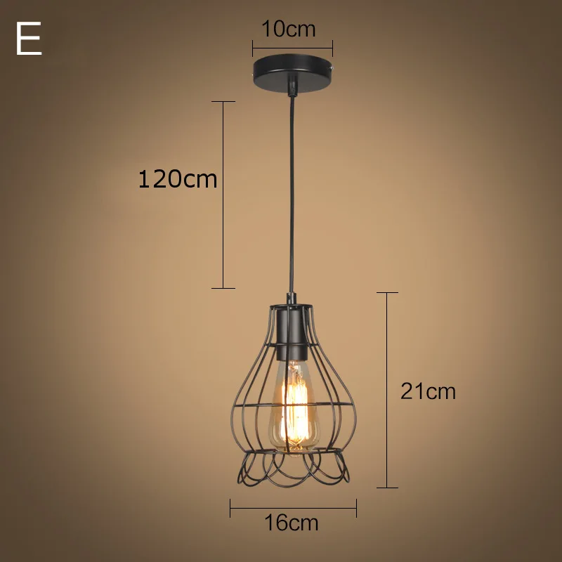 Американский деревенский шнур подвесной светильник s кухонный островной свет Ретро железная клетка абажур склад подвесной светильник Домашний Светильник ing светильники - Цвет корпуса: E