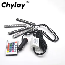 Один комплект RGB Светодиодные ленты светильник, футболка с принтом "автомобиль интерьера светильник украшение, атмосферная лампа Интерьер окружающего светильник стайлинга автомобилей 12V