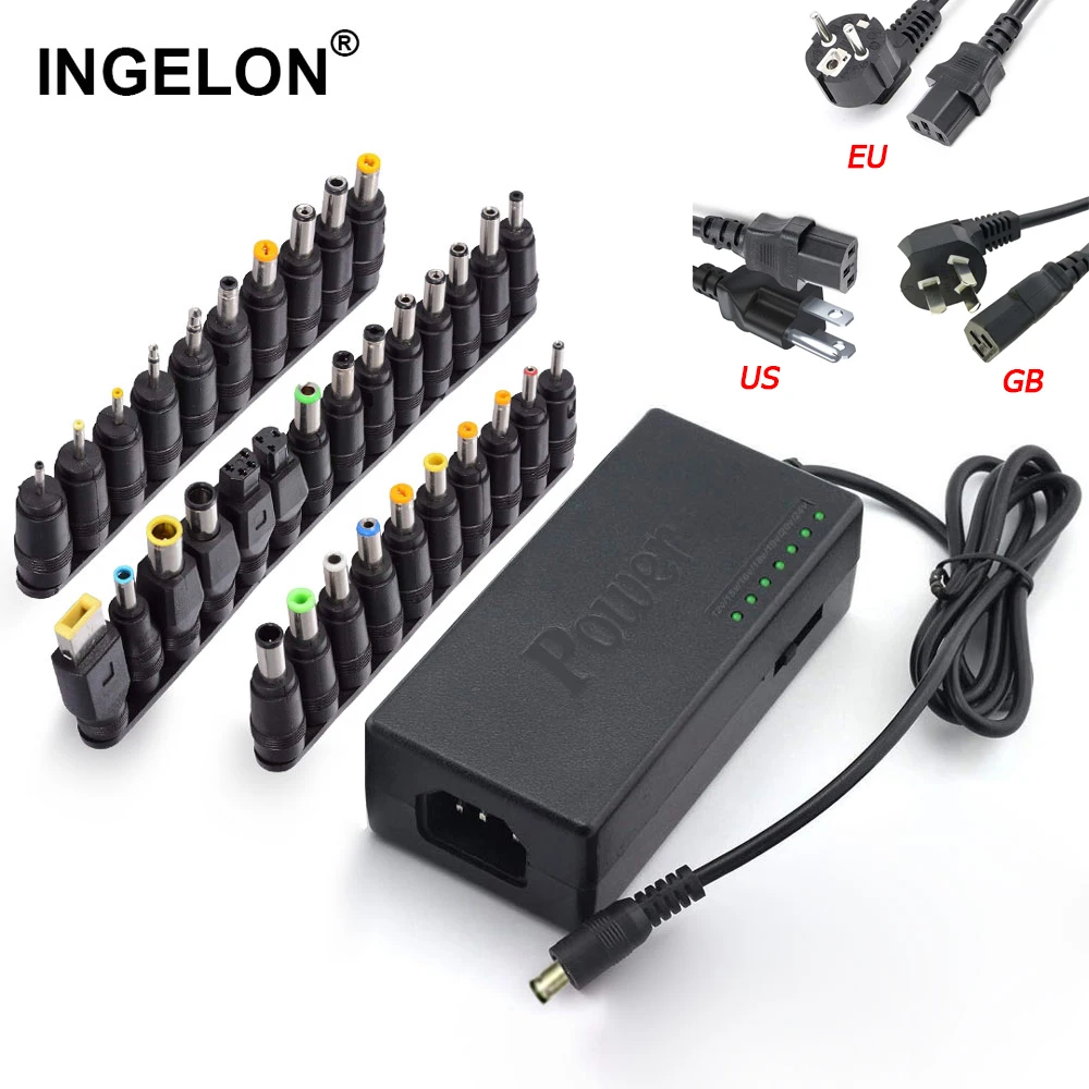 Ingelon 34pcs Universal Laptop Notebook 12v to 19v 20v 24v Input DC Plug Set Jack Tips for Lenovo Toshiba Dell Asus Most Laptops