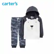 Carter s 2 Piece Bear Fleece Hoodie Camo Jogger Set Cute bear hooded pullover boys clothes