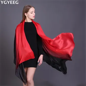 

YGYEEG Fashion Winter Women Soft Silk Scarf Wrap Shawl Solid Adult Designer Scarf Gradient Cotton Printed Pashmina Warm Scarves