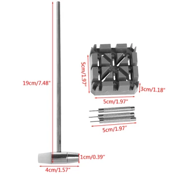 

5Pcs/Set Watch Band Strap Removal Link Pins Holder Punch Hammer Repair Tool Set