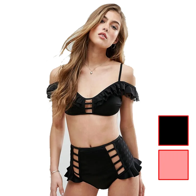high waisted frill bikini