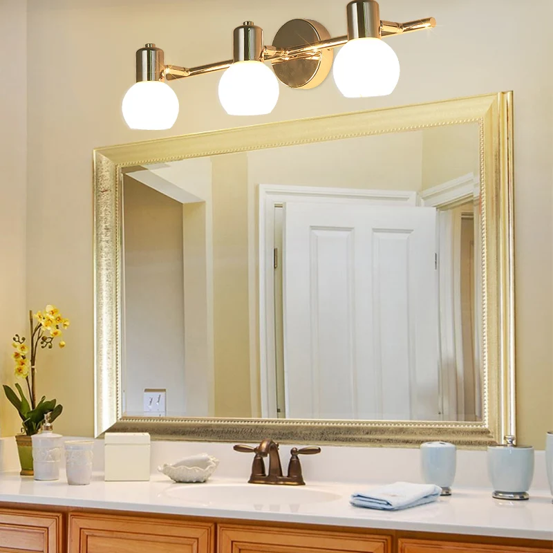 الفولاذ المقاوم للصدأ الحديث LED الجبهة مرآة ضوء الحمام ماكياج جدار مصابيح led الغرور المرحاض الحائط الشمعدانات تركيبة إضاءة