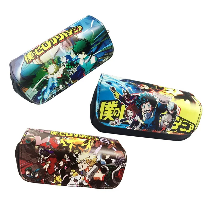 

My Hero Academic Anime Boku No Hero PU Long Pencil Bag Printing Pouch Double Zipper Case Student Gift