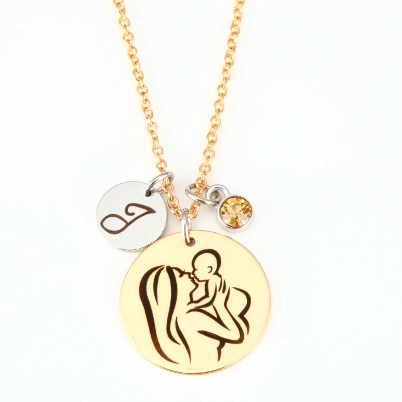 

MYLONGINGCHARM Specialize Mother's Day gift- stainless steel Necklace with Birthstone Charm and 60cm chain nk-2087
