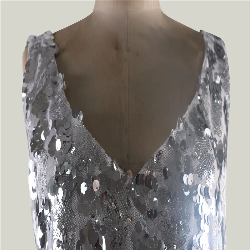 Women's clothing Cotton summer Long Party Dress in Sequins Woman 2019 Strapless Satin Formal Silver Night Maxi Dress (2)