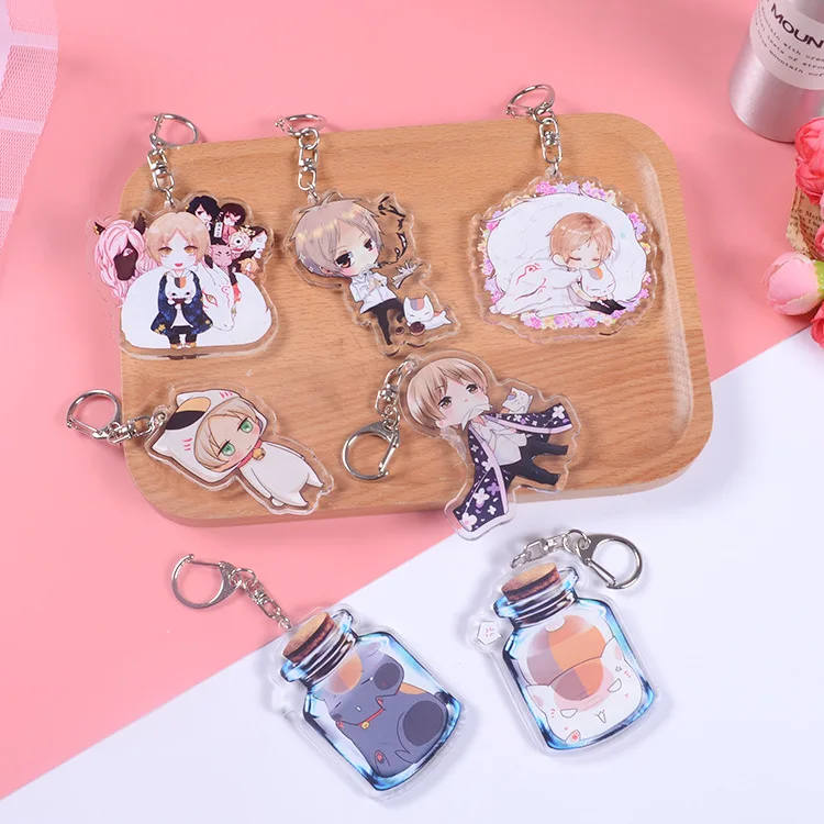 

Anime Natsume's Book of Friends Keychain Natsume Takashi White Cat Cartoon Cosplay Acrylic Keyrings Bag Pendant anime Gifts