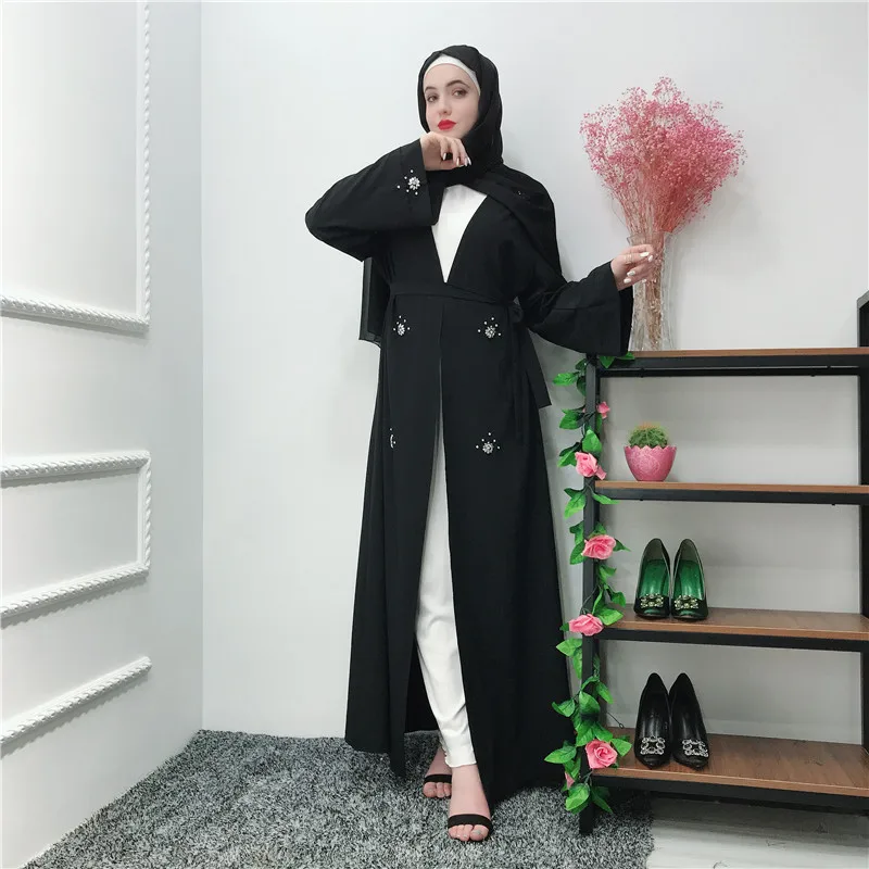 Рамадан кафтан черный Абаи кимоно мусульманское платье хиджаб джилбаба Восточный халат из марокена турецкая исламская Костюмы Абая для