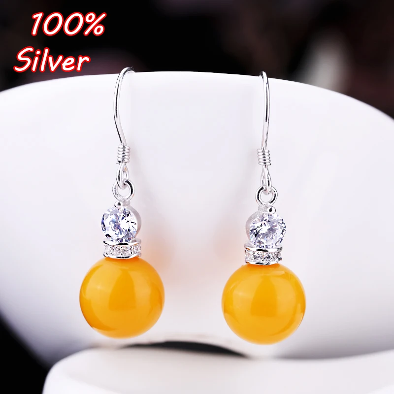 

S925 Sterling Silver Color Plated White Earrings Blank Empty Bracket Inlaid Beeswax Beads 6mm7mm 8mm9mm 10mm11mmEarring Bracket