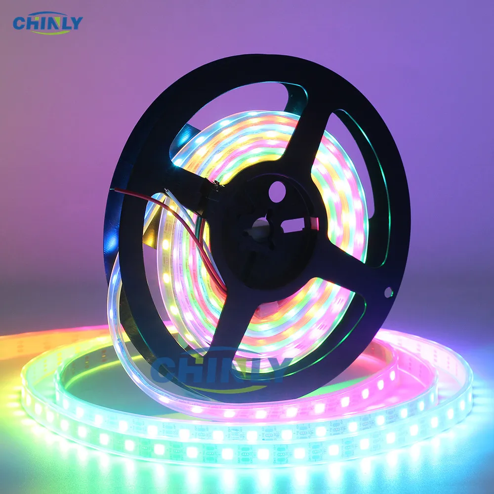 WS2812B Светодиодная лента индивидуально Адресуемая RGB смарт пикселей 1 м/4 м/5 м черно