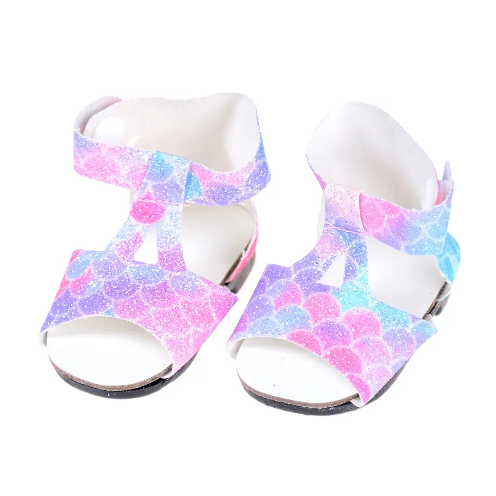 Summer Fashion Flat Shoes For  For  Doll+ 18 Inch American Girl Doll Accessories Cute Sandals Mixed Style Doll Shoes  Kids Gift