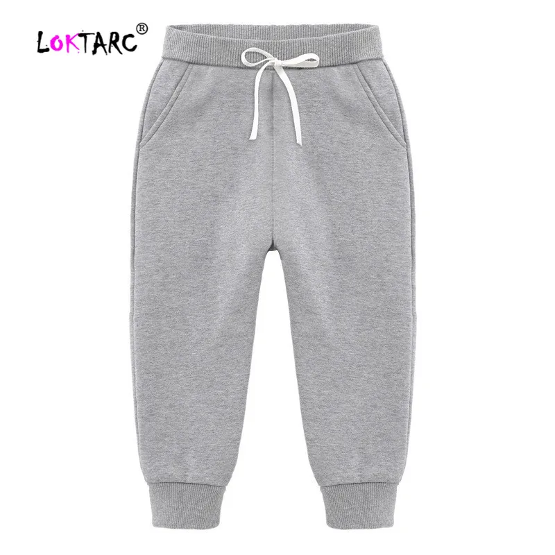 Grey LOKTARC, плюшевые штаны для мальчиков, штаны для бега для мальчиков, обтягивающие штаны на завязках для бега, зимние теплые бархатные плотные леггинсы - Цвет: Grey