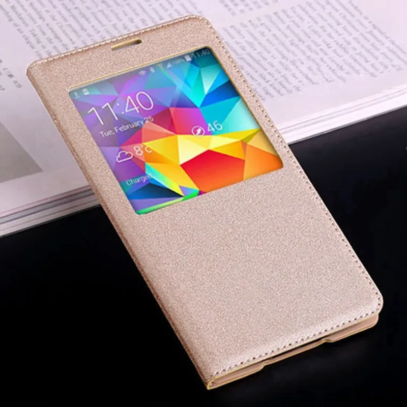 

Smart Touch View Flip Cover Auto Sleep Wake Leather Case With Original Chip For Samsung Galaxy S5 I9600 G900 G900f G900h G900m