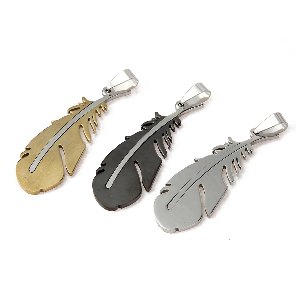 

Luxury Stylish Chic Charming Feather Stainless Steel Pendants for Women Choker Jewelry for 2017 New Year's Gift