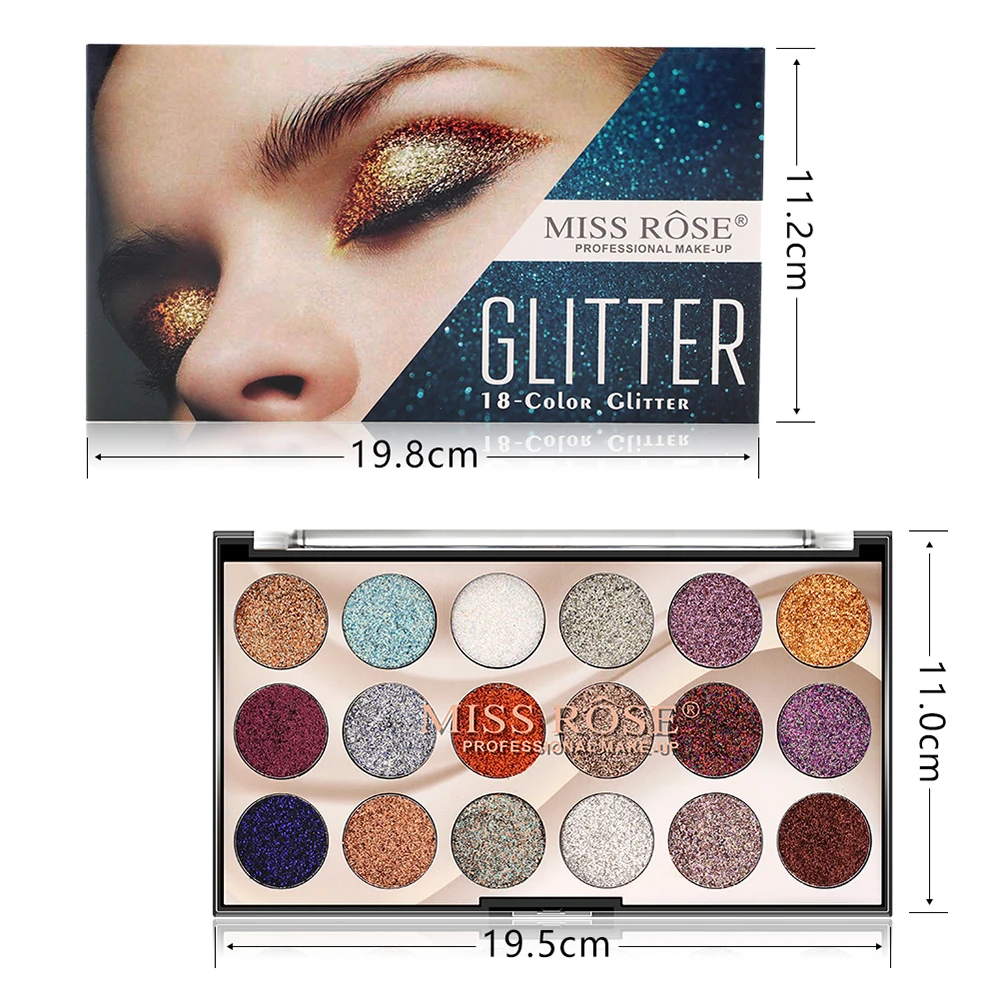 18 Colors Palette Glitter Matte Makeup Shimmer Eyeshadow powder Pressed Pigment long lasting Cosmetic Kit Beauty MISS ROSE